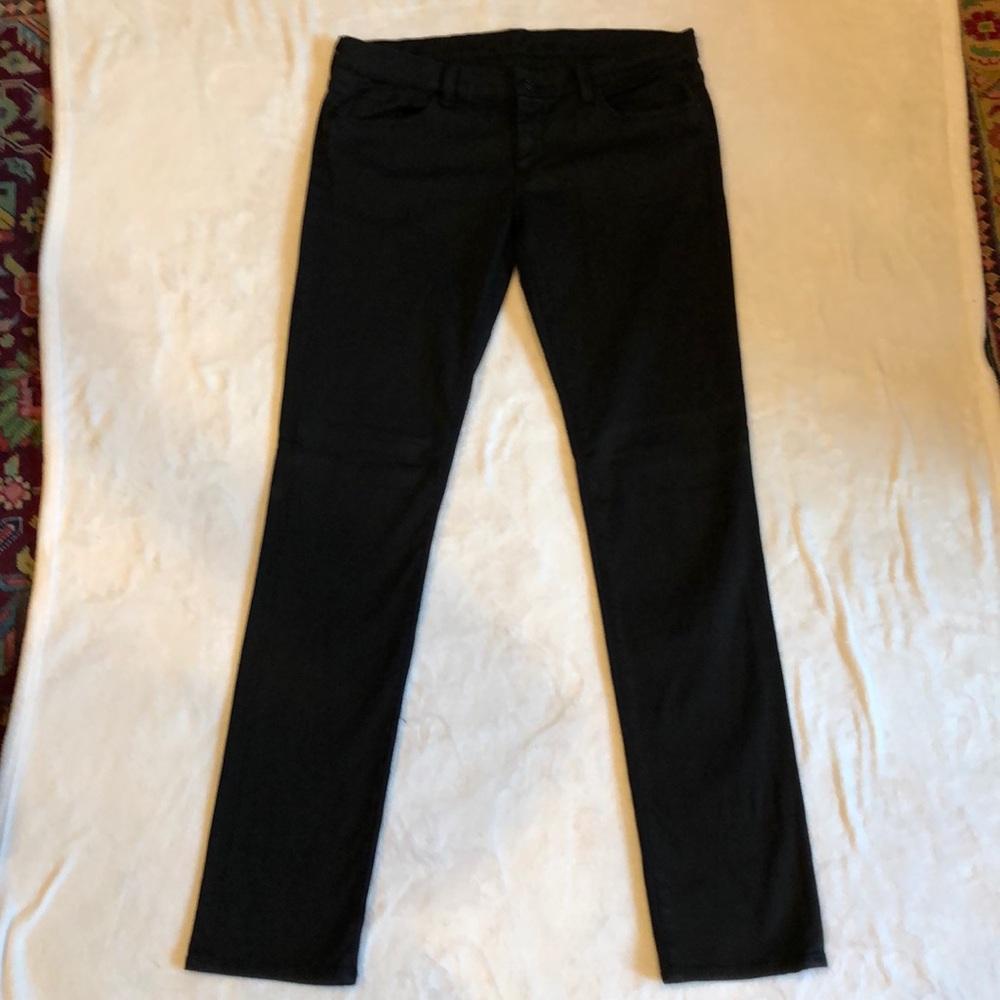 7 For All Mankind Black Stretch Straight Leg Jeans